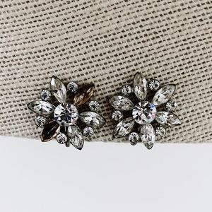 Vintage Rhinestone Snowflake Earrings